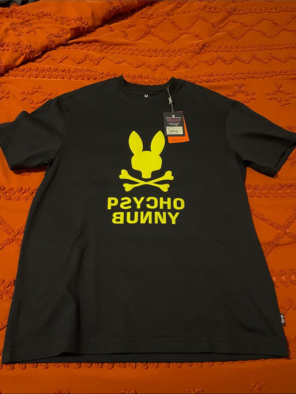 Psycho Bunny Navy Lloyd Relaxed Fit Shirt with Yellow Logo XXS Size 2 NWT